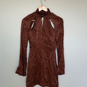 House of Harlow 1960 Rich Brown Long Sleeve Dress
